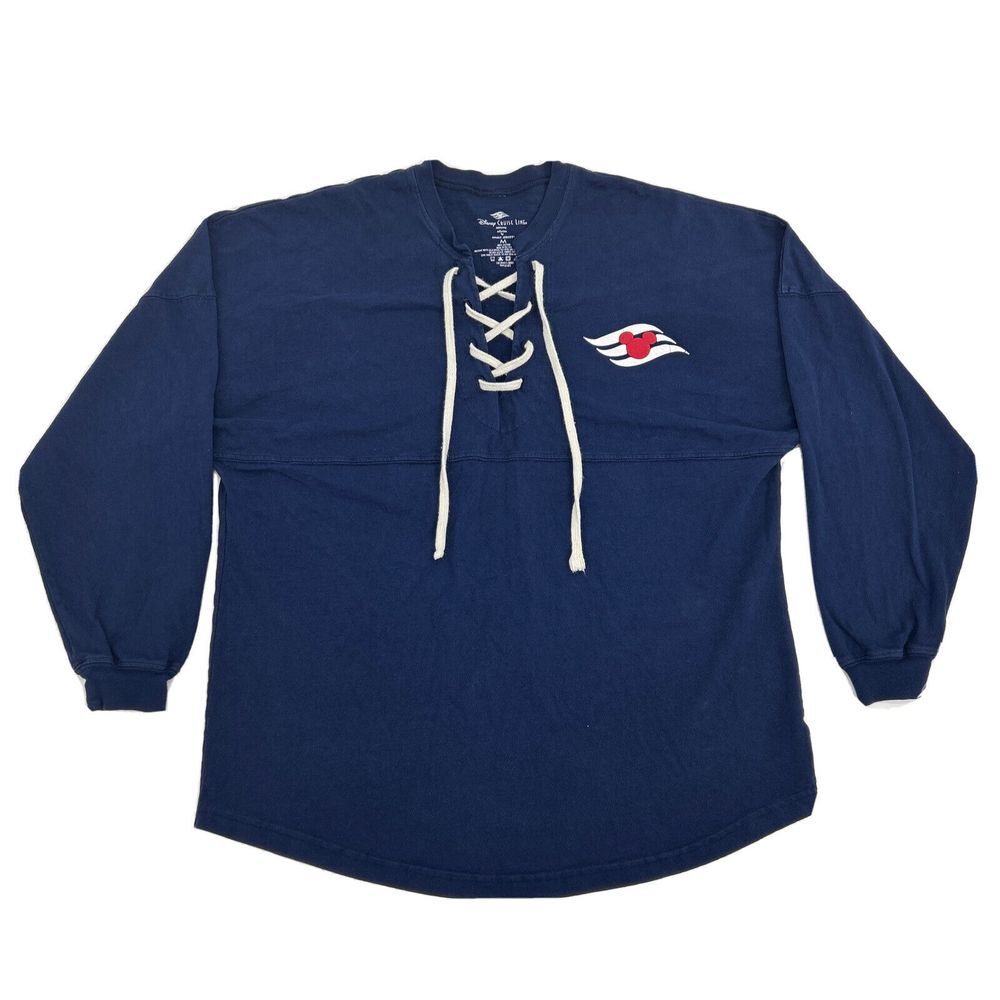 Disney Cruise Line Spirit Jersey‎ Adult M Navy Blue Lace Up Nautical